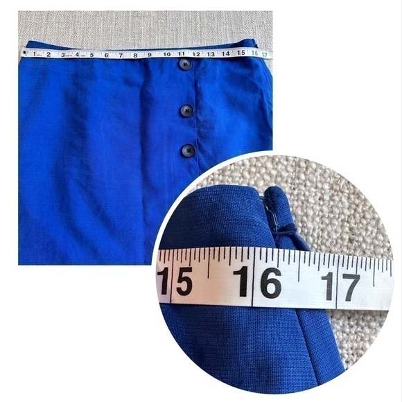 ANN TAYLOR Royal Blue Skirt Rayon Lined Midi Pencil Buttons Soft Women’s 10 - Picture 11 of 13